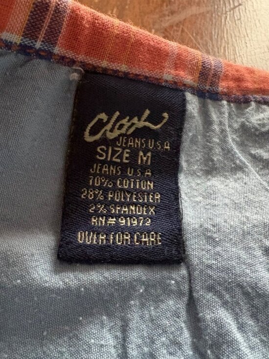 Clash Y2K Blue Denim & Orange Plaid Festival Floral Embroidered Preppy Skirt M - Picture 3 of 9